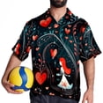 thumbnail image 4 of Valentine's Day Love Men's Poplin Shirt, Casual Short Sleeve Printed Button Down Summer Beach Unisex Shirts, 4 of 6