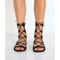 thumbnail image 3 of Schutz Erlina Black Nubuck Suede Gladiator Lace Up Flat Gladiator Tie Up Sandal (10.5), 3 of 4