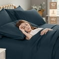 thumbnail image 5 of SONORO KATE 6 Pieces Bed Sheet Set, 1800 Series Soft Microfiber California King Sheets with 16" Deep Pocket, Navy Blue, 5 of 7