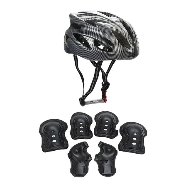 Juego de casco y protectores para niños, rodilleras, coderas y muñequeras, resistentes a impactos y a prueba de golpes. Negro