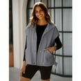 thumbnail image 3 of Lentta Womens Fuzzy Fleece Vest Oversized Sleeveless Sherpa Jacket Button Down Outerwear with Pockets, 3 of 7