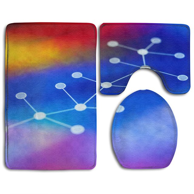 ABPHQTO Estructura química Juego de alfombras de baño de 3 piezas Alfombra de baño Alfombra de contorno y tapa de inodoro