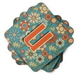 thumbnail image 2 of Letter U Flowers Retro Blue Foam Coaster Set of 4, 2 of 3
