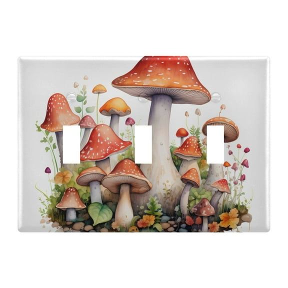 3 Gang Switch Covers Mushrooms Light Wall Plate Home Faceplate Switch Plates 6.37”x4.48”