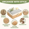 thumbnail image 4 of Wicker Shelf  Baskets for Organizing - Natural Water Hyacinth Woven Basket Organizers &  for Shelves w/Handles & Cotton Liner for Home & Pantry Decor Organization, Large 15” x 12” x 6”, 4 of 9