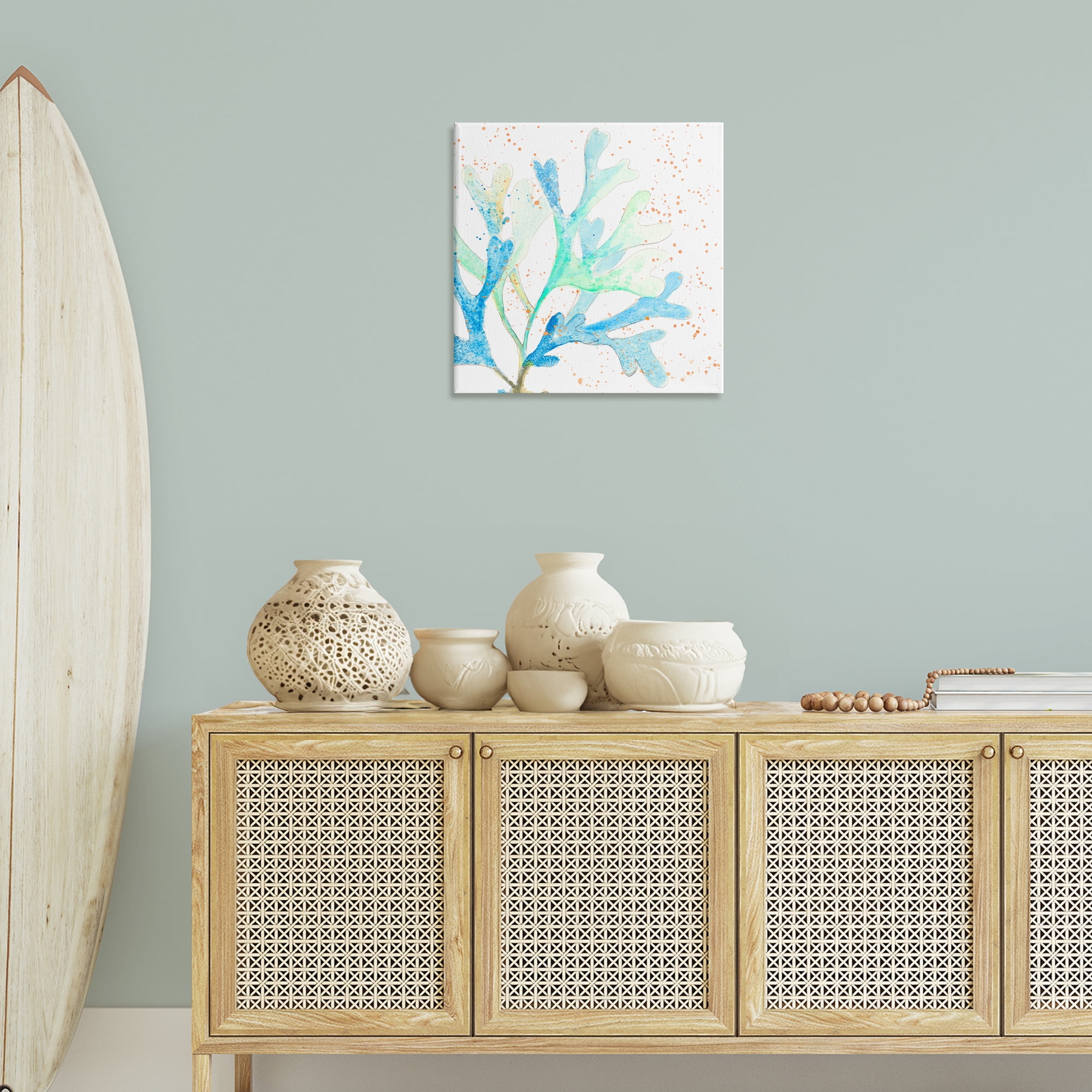 Stupell Industries Speckled Modern Coral Coastal Painting Gallery Wrapped Canvas Art Print Wall Art, 24 x 24