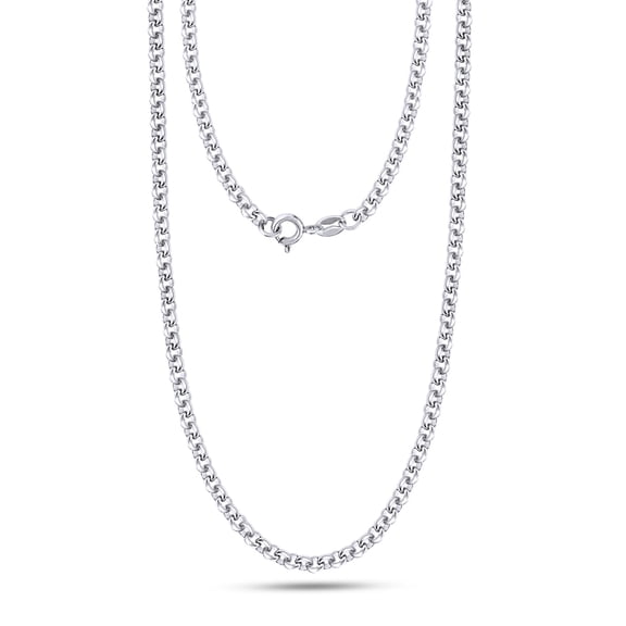 AFFY Rolo Chain Necklace for Women and Men Italian Crafted 1.5mm Link Chain 16 Inch 14K White Gold Over 925 Sterling Silver with Spring Ring Clasp
