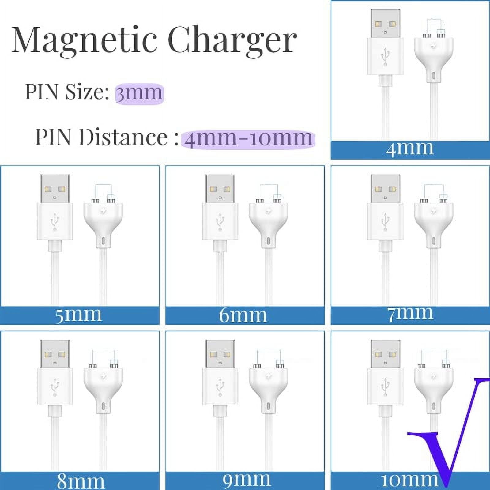 2PCS Magnetic USB DC Charger Cable Replacement Charging Cord, 31.4Inch Long- 6mm/0.24'' Or 10MM/0.39'', for Toys/Vibrators/Facial Fleanser/Electric Toothbrush/Flashlight/Juicer