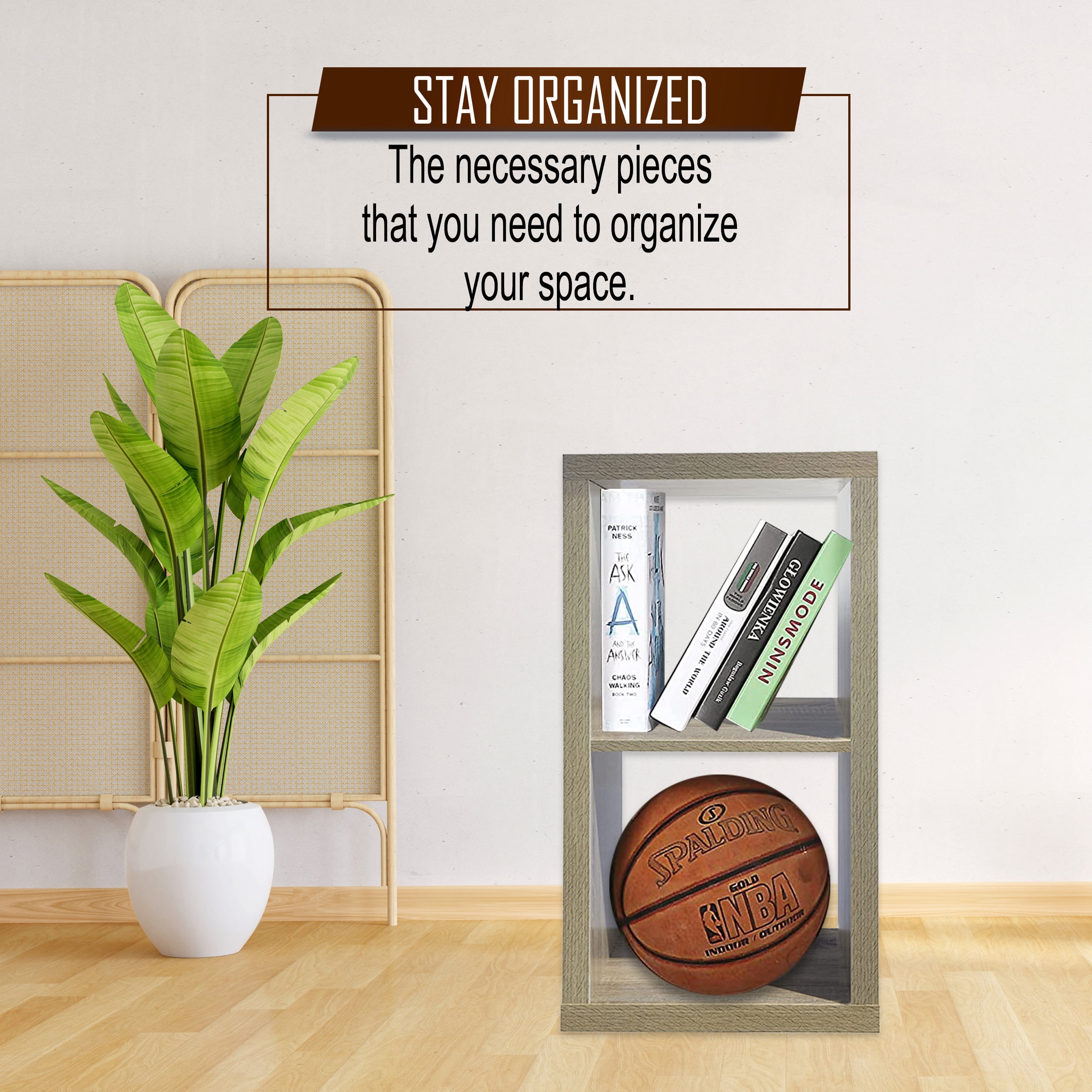 Juggernaut Storage 2-Cube Storage Organizer, Natural Oak