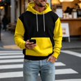 thumbnail image 5 of IAJDKMEK Men's Hoodie Sweatshirt Long Sleeve - Color Block with Pockets Casual Sports Pullover, Comfortable Hooded Top for Men,Yellow XL, 5 of 5
