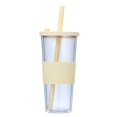 thumbnail image 1 of Verre en Plastique 710 ml avec Bouchon et Grand Réutilisable Tasse à Thé au Lait Perlé Café Glacé Thé Glacé Smoothie Tasse à Boire Transparente Isolée Double Couche Verre, 1 of 6