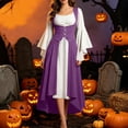 thumbnail image 4 of Ounisa Women's Renaissance Medieval Long Sleeve Square Neck Lace Up Corset Dress, Victorian Gothic Halloween Costume Party Gown, 4 of 8
