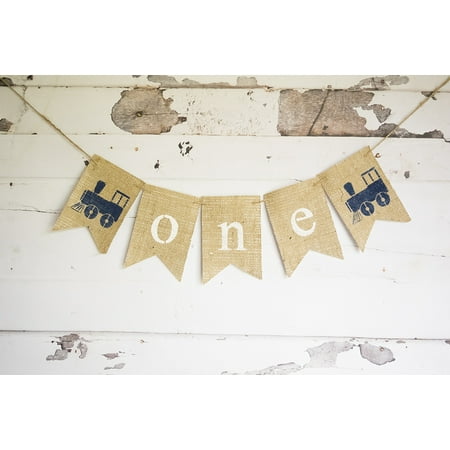 Train One Banner for First Birthday Party Decorations