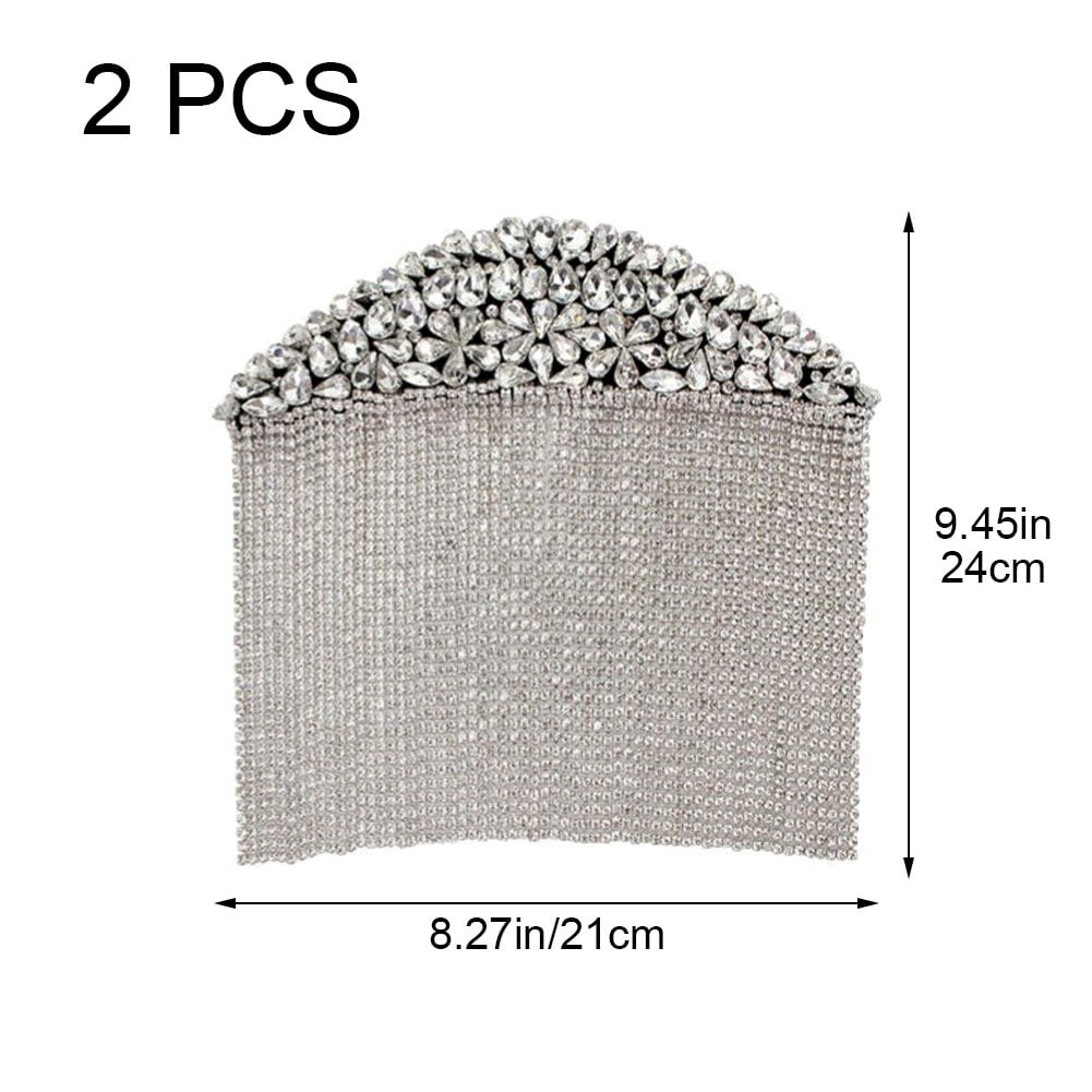 Jiibva 2 Pcs Rhinestone Tassel Shoulder Epaulet Crystal Fringe Chain Shoulder Badge Brooch Pins Appliques Patches for Men Women