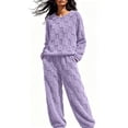 thumbnail image 2 of Dlentnea Women's Pajamas Sets Fleece 2 Piece Comfy Loungewear Winter Warm Fuzzy Sleepwear for Winter, 2 of 7