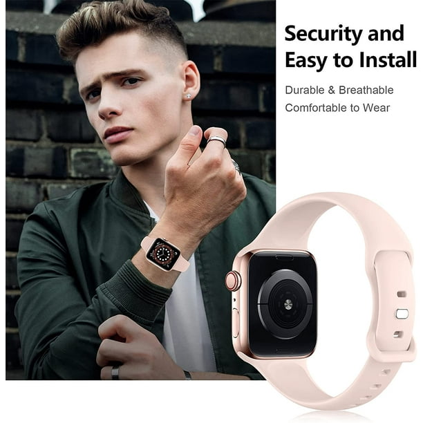 Paquete de tiras para Apple Watch Band 38mm 40mm 41mm 42mm 44mm 45mm Correa de reloj de repuesto de silicona suave y estrecha para hombres y mujeres Levamdar CZDZ HY144 2 Walmart en
