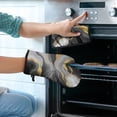 thumbnail image 2 of Black White and Gold Marble Kitchen Oven Mitt and Pot Holder Sets 4 Pcs for Baking, Cooking and Grilling, Heat Resistant Up To 392 °F, 2 of 7