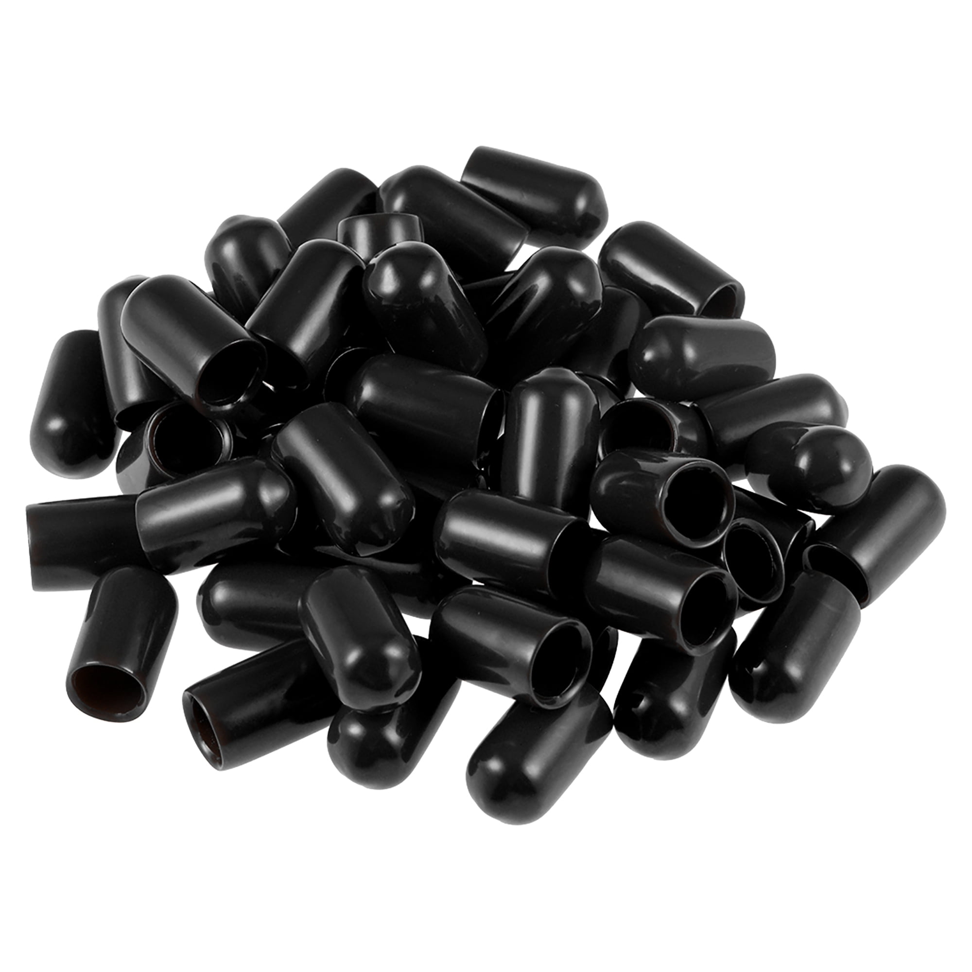 Screw Thread Protectors, 7mm ID Rubber Round End Cap Cover Black