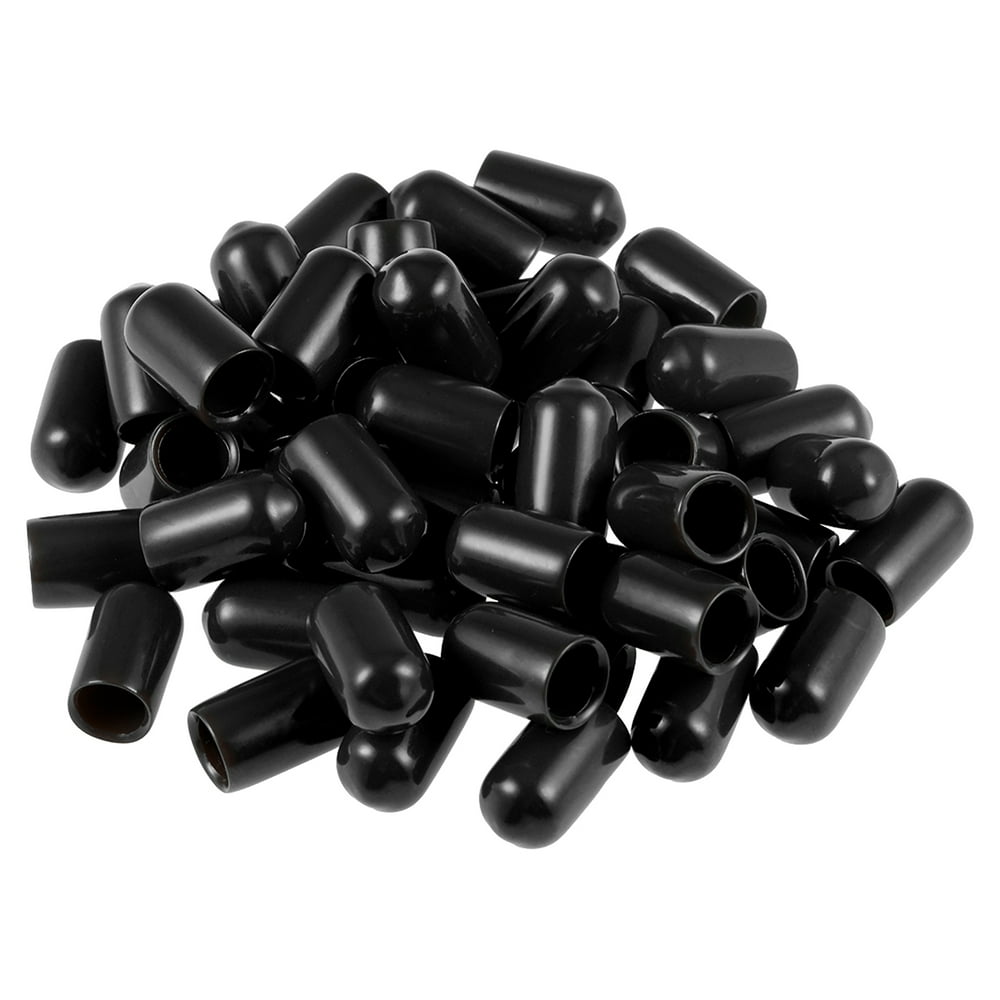 Screw Thread Protectors, 7mm ID Rubber Round End Cap Cover Black