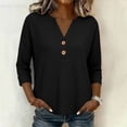 thumbnail image 3 of FchengtaiS Womens 3/4 Sleeve Waffle Knit Tops Button Down V Neck Shirts Spring Fall Casual Business Outfits, 3 of 6