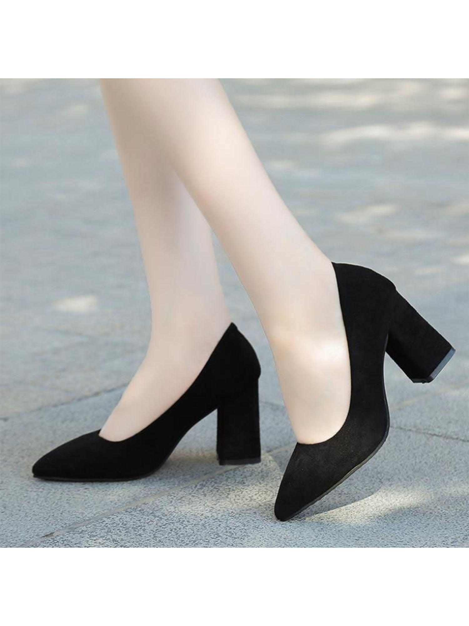 Details about   Womens Mid Kitten Heels Pump Shoes Pointed Toe OL Work Business Shoes Slip On 