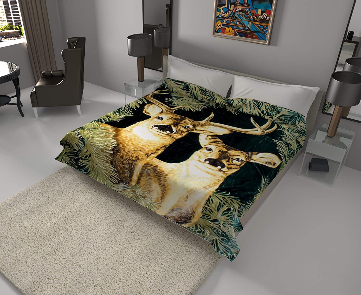 Solaron Blanket Thick Ultra Fine Polyester Mink Plush Leopard Flower Heavy Weigh 