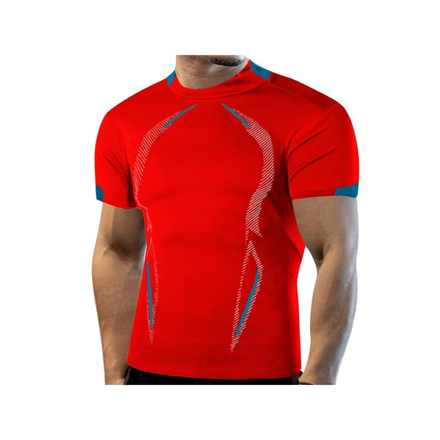 Camiseta deportiva informal Sunloudy para hombre, camisetas deportivas de manga corta con cuello redondo y patrón de rayas para gimnasio de primavera y verano, ropa para hombre Sunloudy moda