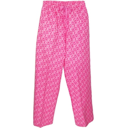 Women's Flannel Breast Cancer Awareness Ribbon Pajama Pants, 