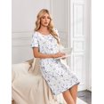 thumbnail image 4 of Ekouaer Nightgowns for Women Short Sleeve House Dresses with Pockets Pleated Moo moos Floral Print Mumu Dress, 4 of 6