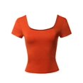 thumbnail image 1 of FashionOutfit Women's Junior Basic Seamless Square Neck Short Sleeve Crop Tank Top, 1 of 1