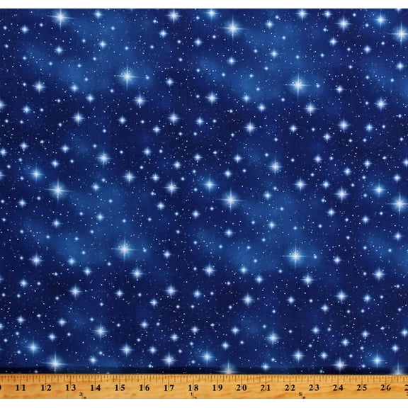 Cotton Stars Starry Night Sky Galaxy Space Navy Blue Cotton Fabric Print by the Yard (121201)