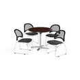 thumbnail image 5 of OFM Multi-Use Break Room Package, 36" Round Flip-Top Table with Moon Stack Chairs, Mahogany Finish with Forest Green Seats (PKG-BRK-169), 5 of 5