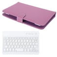 thumbnail image 3 of Teclado de 7 pulgadas para Bluetooth 3.0 con funda de cuero PU para teléfonos con pantalla de 4,5 a 6,8 pulgadas, color morado, 3 of 5