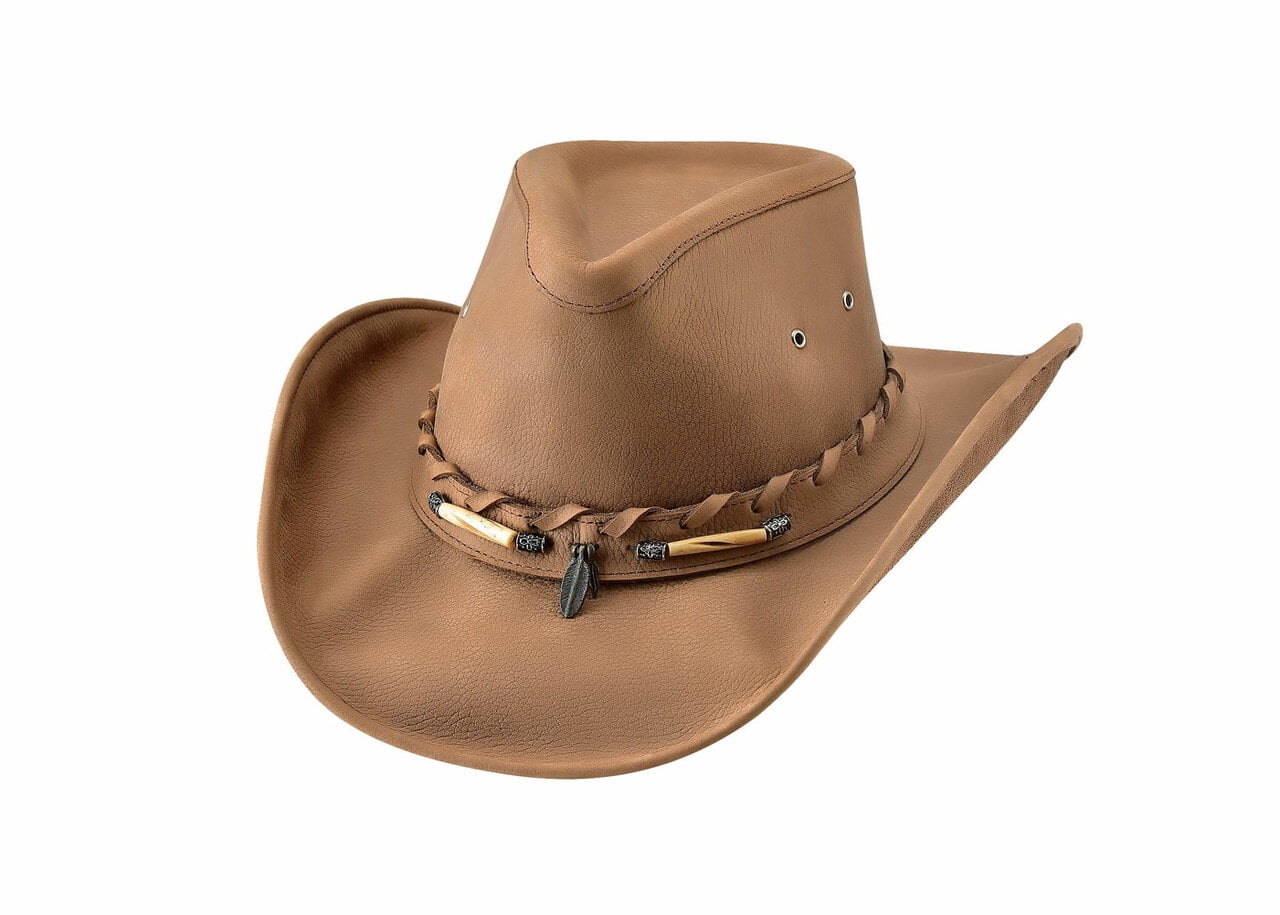 Grain Leather Cowboy Camel Hat 