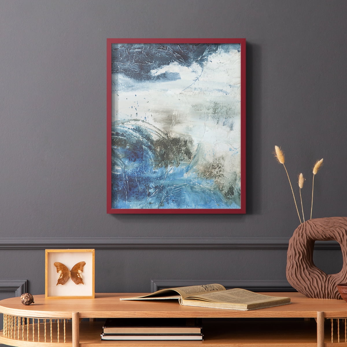 Coastal Seas I Framed Print in Red Solid Wood Framed Print No Nail Hanging