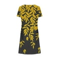 thumbnail image 5 of DailyTrove Women's Leaf Print V-Neck Midi Dress, Short Sleeve, Casual Daily & Garden Wear, Lightweight Rayon Blend, 5 of 6