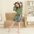 thumbnail image 3 of FORMRS Niños Bathrobe Unisex Hooded Robe Soft Plush Pajamas Sleepwear, Size 2-3T, Gray Floral, 3 of 7