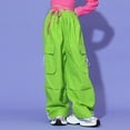 thumbnail image 2 of Girl's Casual Elastic Waist Cargo Pants Multi Pockets Lightweight Cotton Teens Trousers Basketball Teens 3-14 Years, 2 of 7