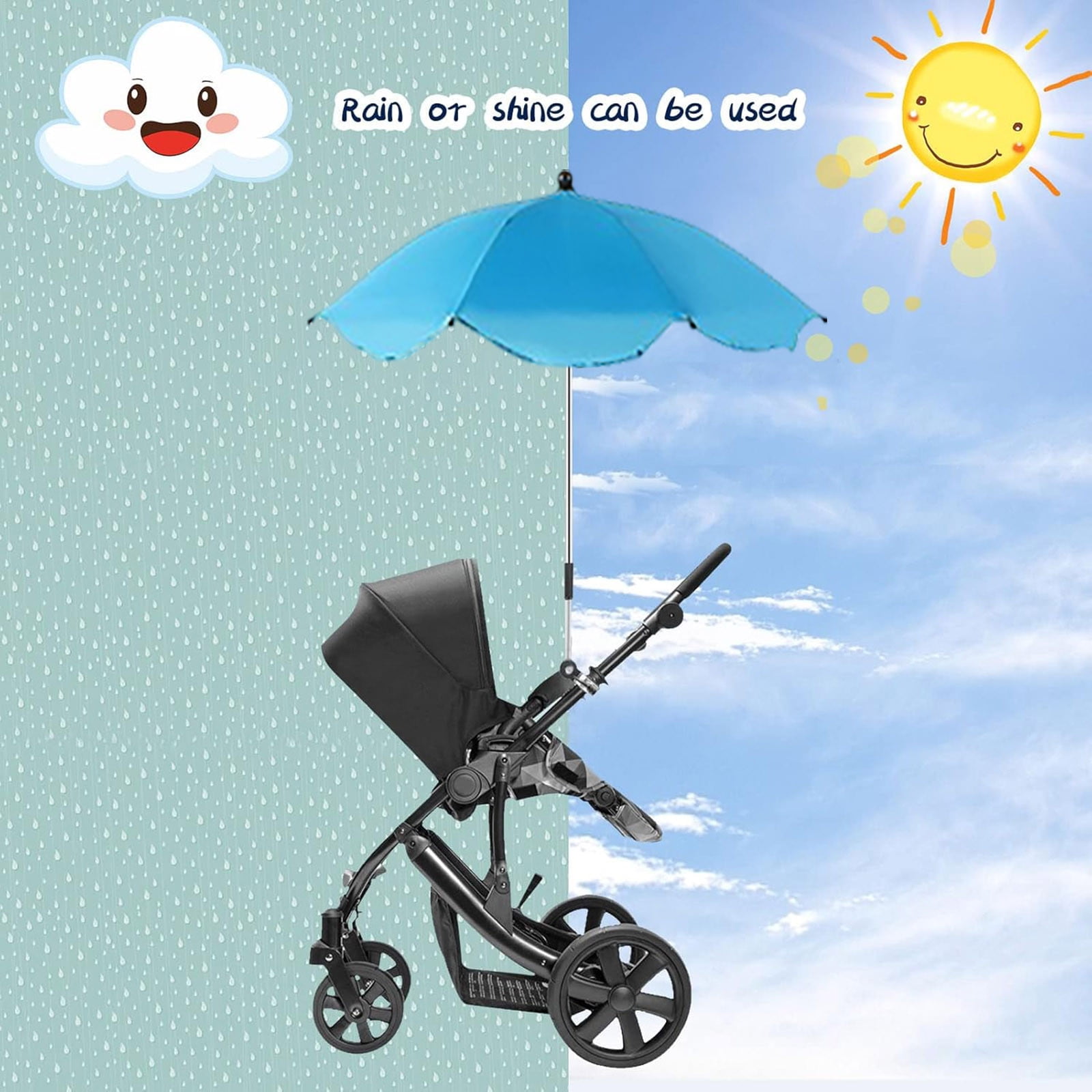 Universal Portable Sunshade Umbrella for Pushchairs and Prams with Rotatable and Tiltable Handle Ideal Stroller Accessory for Outdoor Adventures