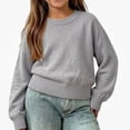 thumbnail image 3 of Afuyipoi Girls 100% Cotton Soft Pullover Sweater Crew Neck Long Sleeve Knit Top for Kids Size 0-9Y Comfort Daily Wear Gray Size 2T, 3 of 6