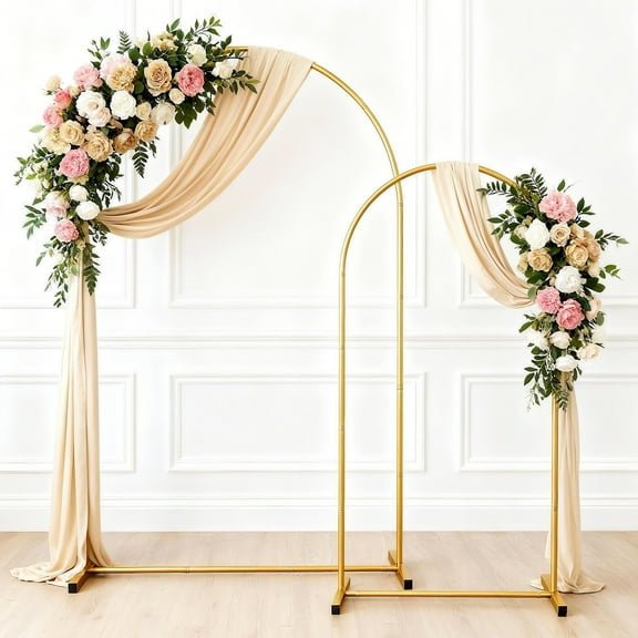Arch Backdrop Stand, Set of 2 Metal Arch Stand (7.2FT 6FT), Gold Wedding Arch Frame for Party, Holiday, Ideal for Flower