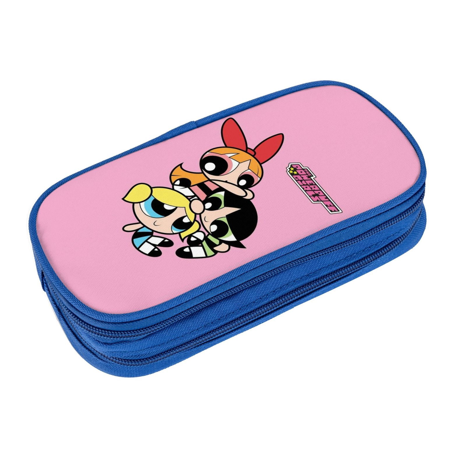The Powerpuff Gi-rls Pencil Case Large Capacity Pencil Pouch Penbag Office Stationery Organizer Travel Makeup Bag Blue