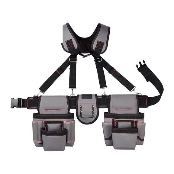 JZROCKER Professional Electrician Tool Belt Adjustable Waist with Suspenders for Carpenters Construction Workers and Gardeners