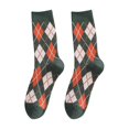 thumbnail image 4 of Daznico Women Mid Calf Crew Socks Classic Plaid Knit Soft Stretch Breathable Cotton Blend Stockings for Daily Casual Workout Retro Street Matching Outfits, 4 of 4