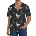 thumbnail image 3 of Vsdgher Cartoon Rooster Print Men's Wrinkle Free Untucked Cuban Shirt Business Casual Button Down Shirts Short Sleeve Shirt, 3 of 7