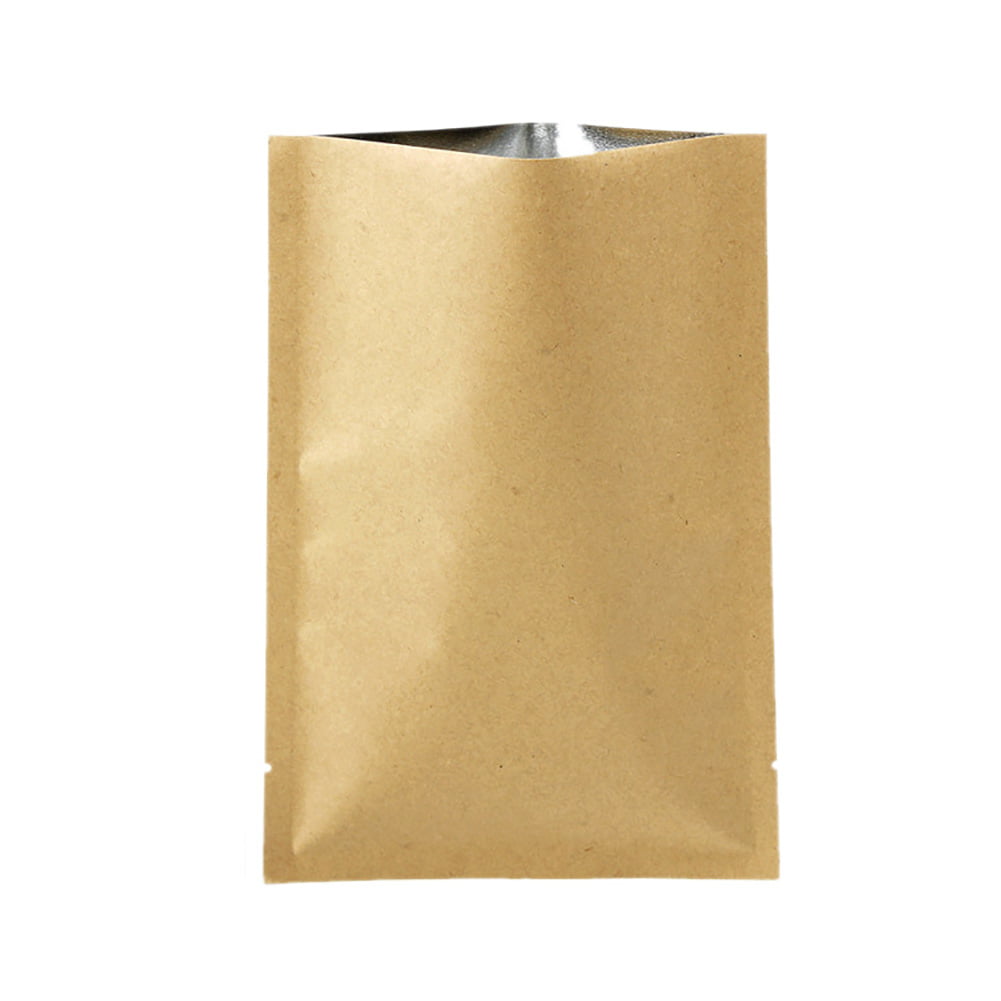Kraft Stand Up Pouches 100 4oz Foil Lined with Ziplock 5" x 8" x 2.5" 