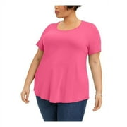 JM Collection Women's Plus Size Short-Sleeve Top Pink Size 2X