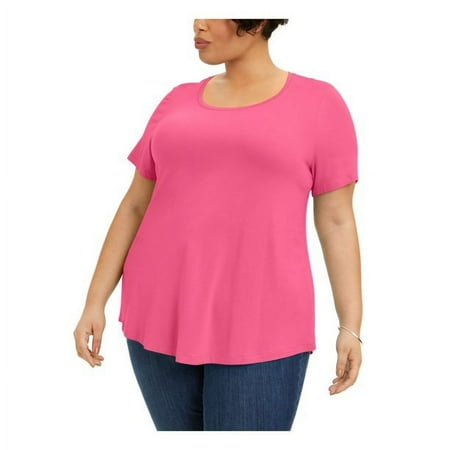 JM Collection Women's Plus Size Short-Sleeve Top Pink Size 2X