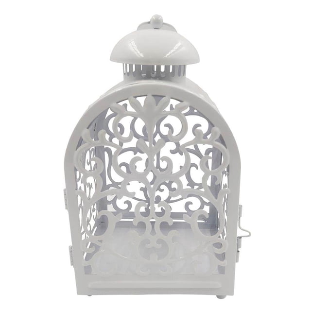 Monstrate Candelero hueco clásico, farol de viento de hierro, candelero de estilo europeo, farol de tallado para el hogar, boda, cafetería Decoración del hogar