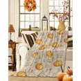 thumbnail image 2 of Fall Thanksgiving Pumpkin Flowers Watercolor Style Flannel Blanket for Bed,Travel and Camping, Super Soft Cozy Blanket for All Seasons 50"x80", 2 of 6